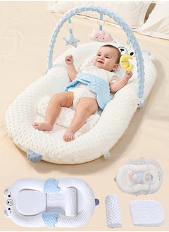 MIXDE Baby Nest Bed Infant Lounger with Anti-Reflux Feeding Set - Includes Toddler nests, Crib Wedge Pillow, and Anti-Slip Foot Mat - Nursing Pillows for Breastfeeding - Ensures Better Night's Sleep  - Image 1