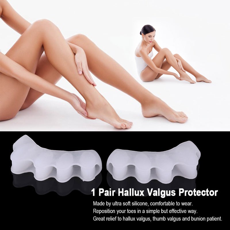 1 Pair Silicone Bunion Hallux Valgus Protector Finger Toe Separator Divider Spreader 4 Holes Thumb Valgus Guard Feet Care Tool - Image 5