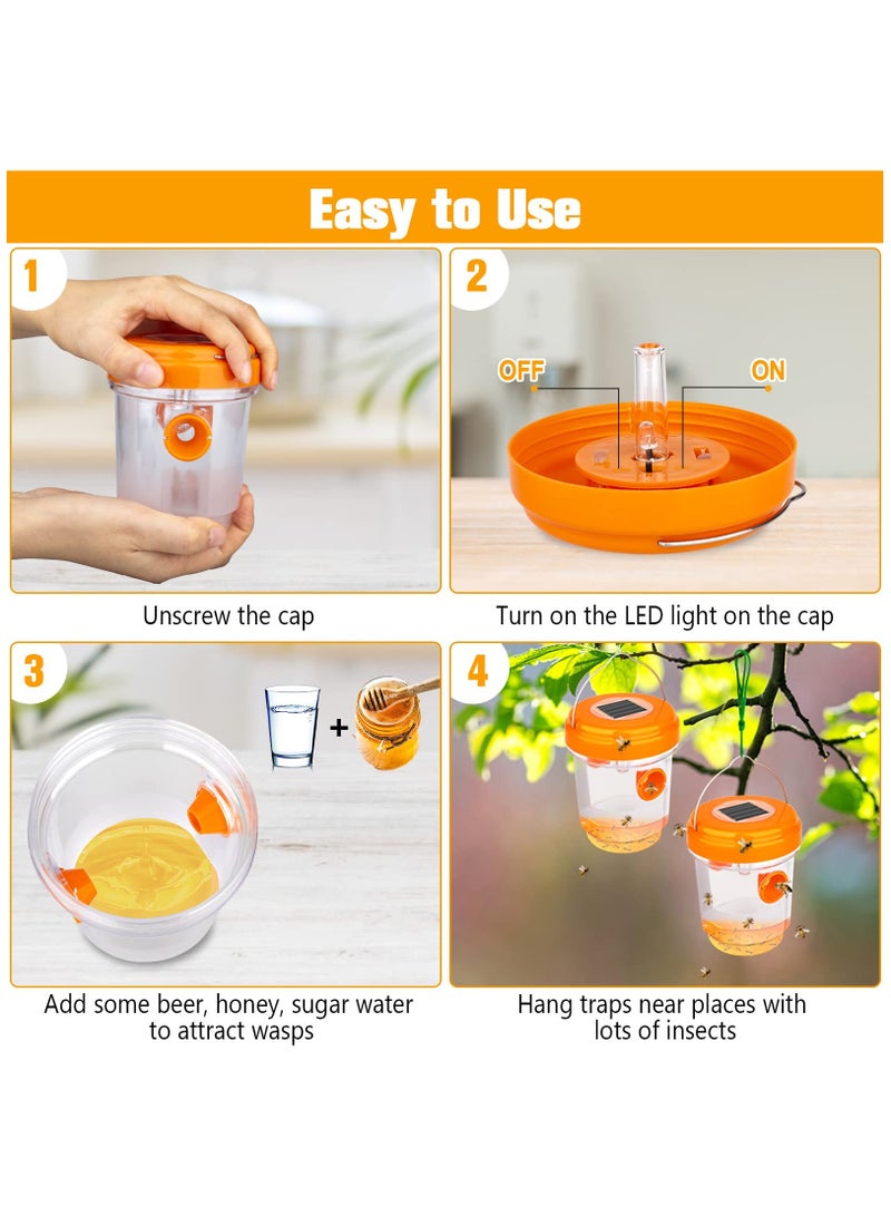 Barakah Wasp Trap, Bee Traps Catcher, Outdoor Wasp Deterrent Killer Insect Catcher, Wasp Killer Hornet Traps Non-Toxic Reusable Yellow Jacket Traps for Garden/Farm/Patio Hanging (2 Pack, Orange) - Image 5