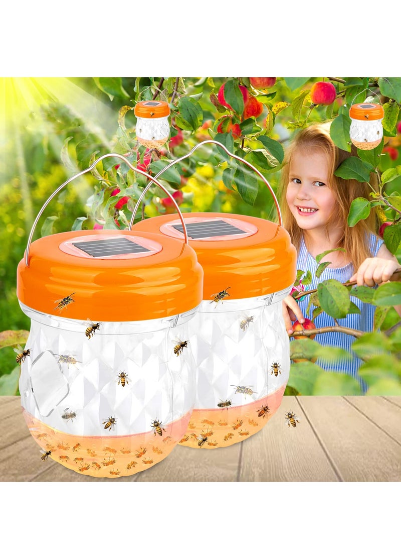 Barakah Wasp Trap, Bee Traps Catcher, Outdoor Wasp Deterrent Killer Insect Catcher, Wasp Killer Hornet Traps Non-Toxic Reusable Yellow Jacket Traps for Garden/Farm/Patio Hanging (2 Pack, Orange) - Image 1