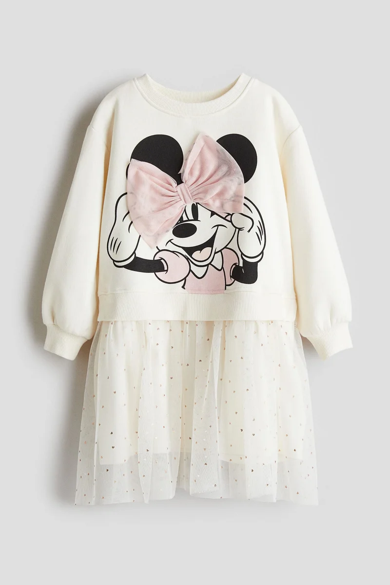H&M Printed tulle-skirt sweatshirt dress