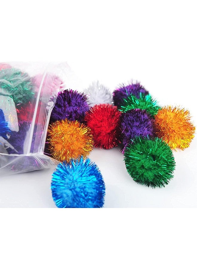 BallHull 40 Pcs 2 Inch Assorted Color Flash Ball Cat's Favorite Toy Ball Tinsel Pom Poms Flash for Kittens Exercise and Multiple Cats Play and Chase - Image 5