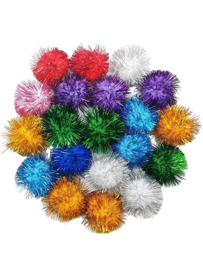 BallHull 40 Pcs 2 Inch Assorted Color Flash Ball Cat's Favorite Toy Ball Tinsel Pom Poms Flash for Kittens Exercise and Multiple Cats Play and Chase - Image 1