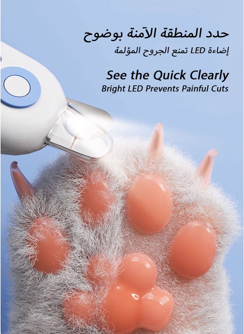 مقص اظافر قطط مع إضاءة LED | إضاءة عالية الوضوح لتحديد خط النزف | مزود بمبرد أظافر مدمج وتصميم نوابض | واقي من الشظايا ومقبض مريح | قص أظافر قطط احترافي وآمن - Image 2