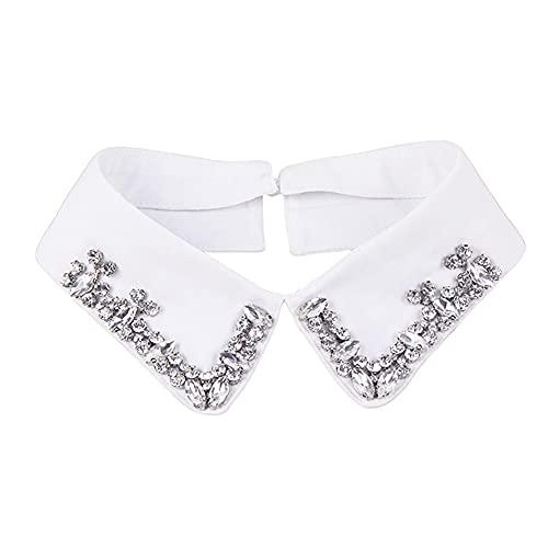 UPSTORE Faux Rhinestones False Lapel Detachable Half Shirt Blouse Collar Choker Clothing Accessory for Women Girls (White) - Image 1