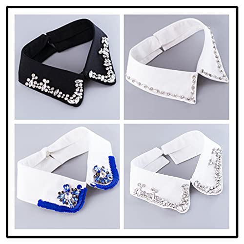 UPSTORE Faux Rhinestones False Lapel Detachable Half Shirt Blouse Collar Choker Clothing Accessory for Women Girls (White) - Image 3