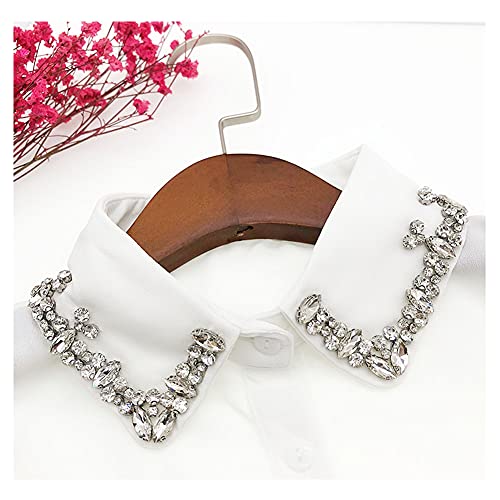 UPSTORE Faux Rhinestones False Lapel Detachable Half Shirt Blouse Collar Choker Clothing Accessory for Women Girls (White) - Image 5