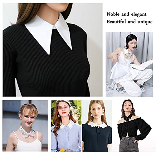 UPSTORE Faux Rhinestones False Lapel Detachable Half Shirt Blouse Collar Choker Clothing Accessory for Women Girls (White) - Image 4