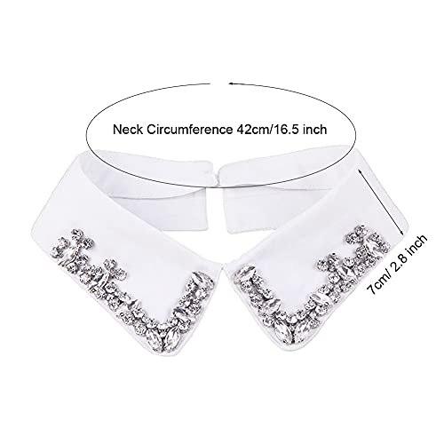 UPSTORE Faux Rhinestones False Lapel Detachable Half Shirt Blouse Collar Choker Clothing Accessory for Women Girls (White) - Image 2