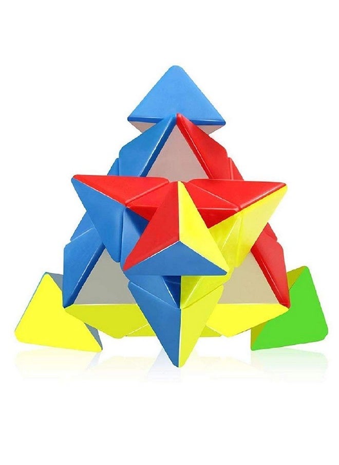 Kid Cubes Pyramid High Speed Sticker Less Magic Puzzle Cube Game Toy (Pyraminx),Multicolor