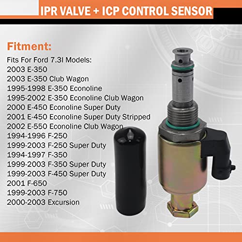 KGGMGUG 7.3L Fuel Injection Pressure Regulator - IPR Valve & ICP Control Sensor With Electrical Connector Pigtail 1841217C91 For 1994-2003 F250 F350 F450 F550 E350 E450 E550 Excursion F81A9C968AA - Image 2