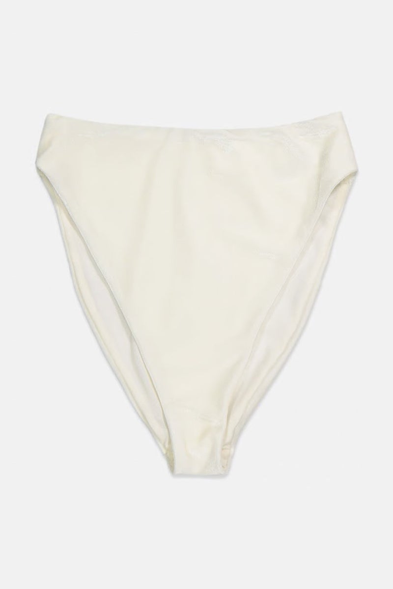 Asos Design Women Solid High Leg Bikini Bottom, Ivory - Image 3