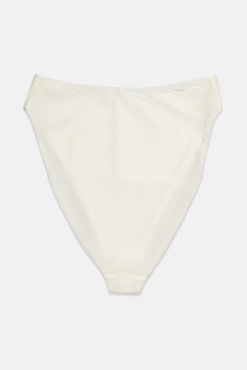 Asos Design Women Solid High Leg Bikini Bottom, Ivory - Image 2