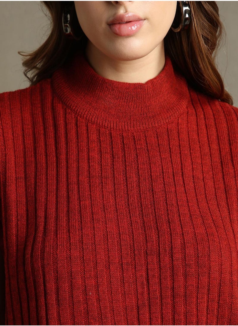 Dennis Lingo - Women's Rust 100% Acrylic Embellished Regular Fit Sweater - Image 1