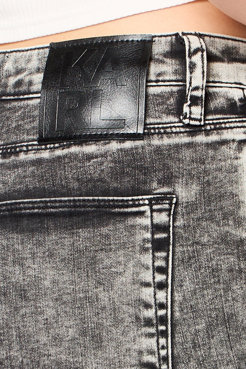 Karl Lagerfeld Women Regular Fit Stretchable Washed Denim, Dark Grey - Image 3