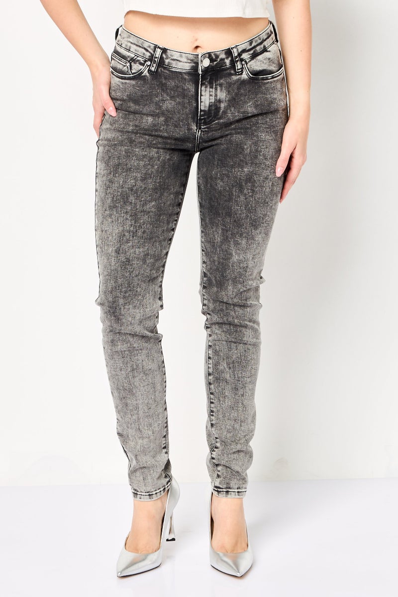 Karl Lagerfeld Women Regular Fit Stretchable Washed Denim, Dark Grey - Image 1