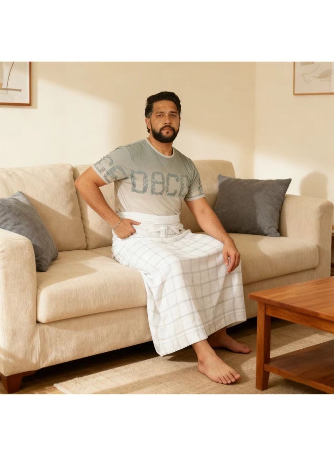 ميشيدا المجموعة من مناشف الإهرام للرجال - حزام مزود بورصة مدمجة ودبابيس + 2 قطع مناشف (عليا وسفلية) - مجموعة مناشف الإهرام، مريحة لفعل الحج والعمرة - ناعمة وماصة ومُحضرة، أحتياجات أساسية للحج والعمرة - Image 5