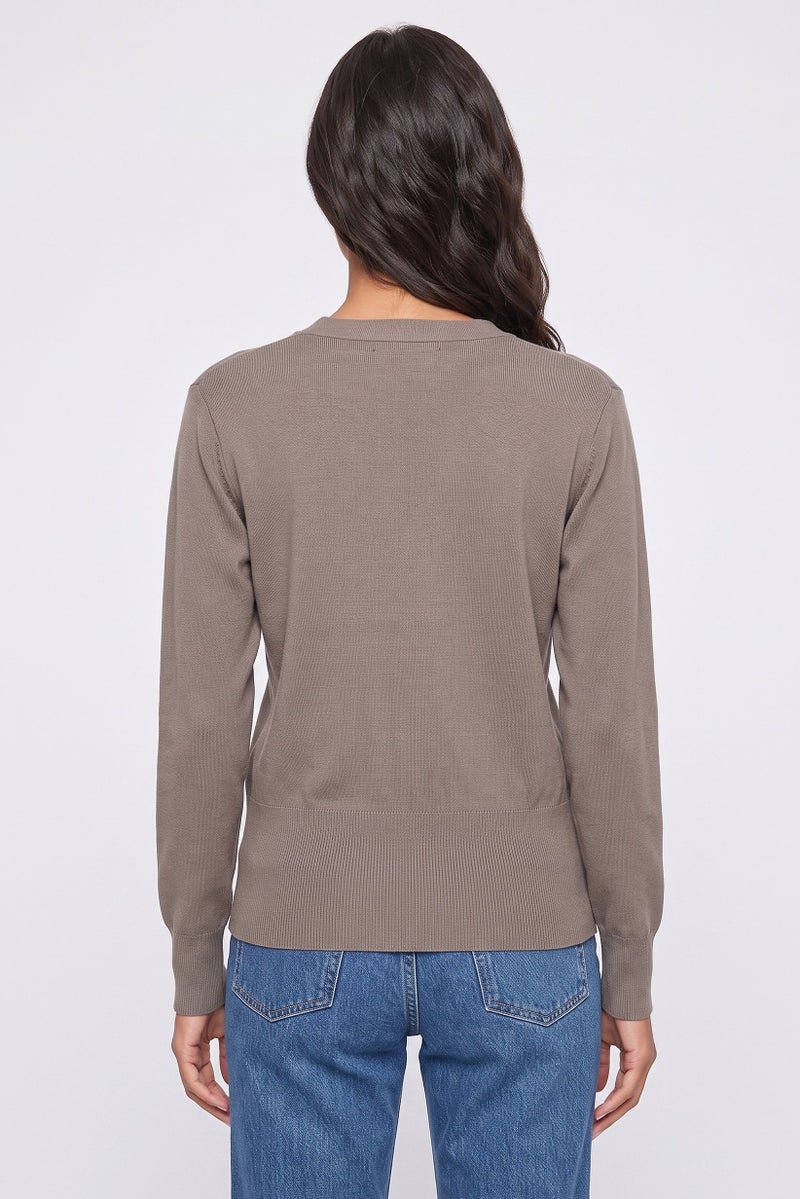 Threadbare Women Long Sleeve Knitted Cardigan, Light Brown - Image 4