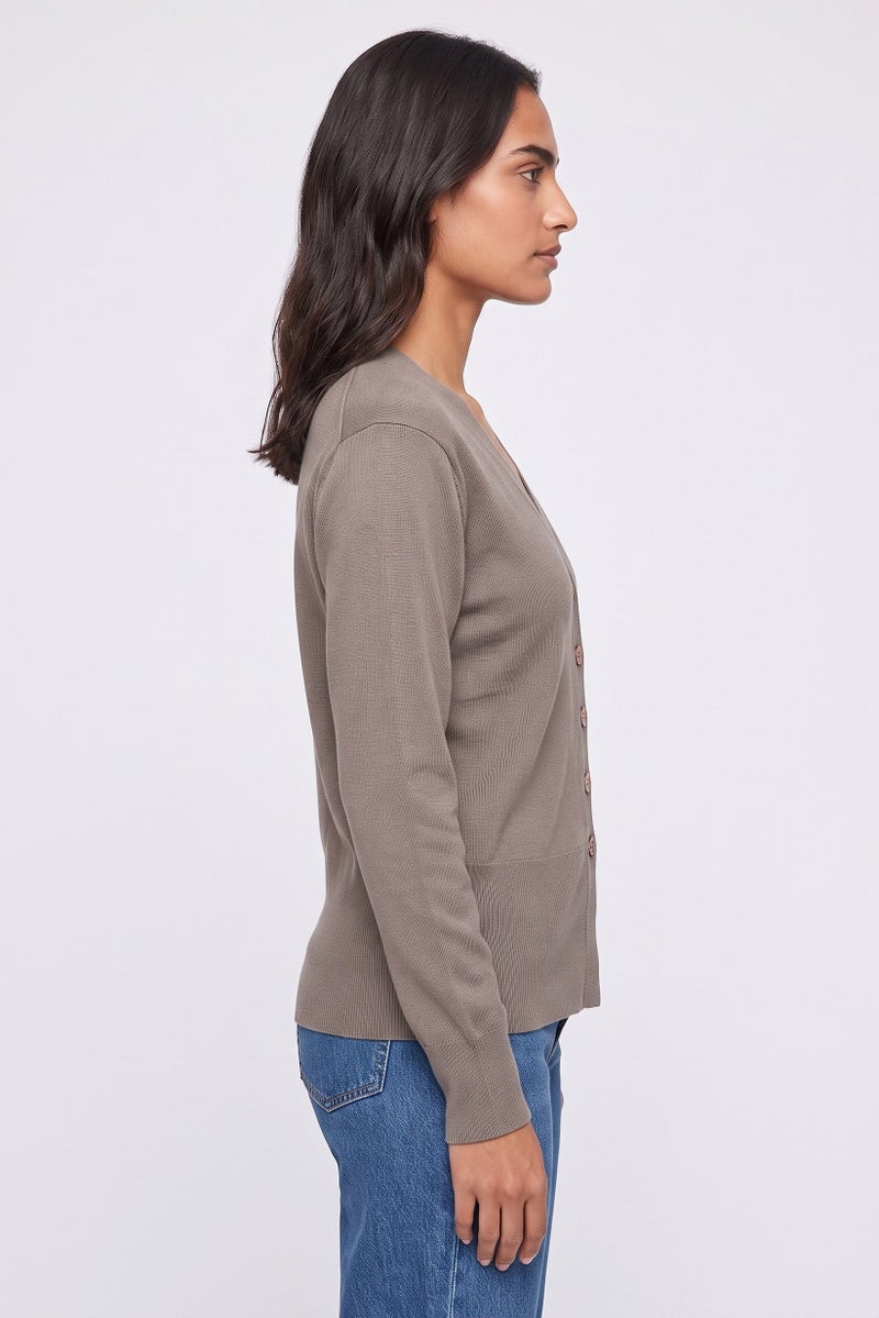 Threadbare Women Long Sleeve Knitted Cardigan, Light Brown - Image 3