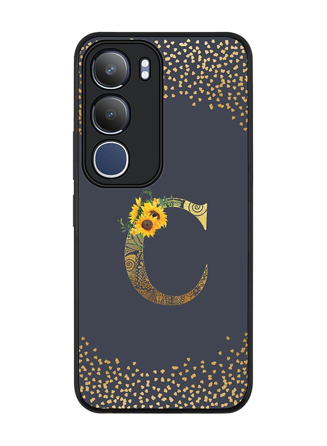 Stylizedd For vivo Y19s / Y19s Pro Case,Slim fit Camera Protection, Shockproof Thin Phone cover  - Custom Floral Monogram - C  (Grey )