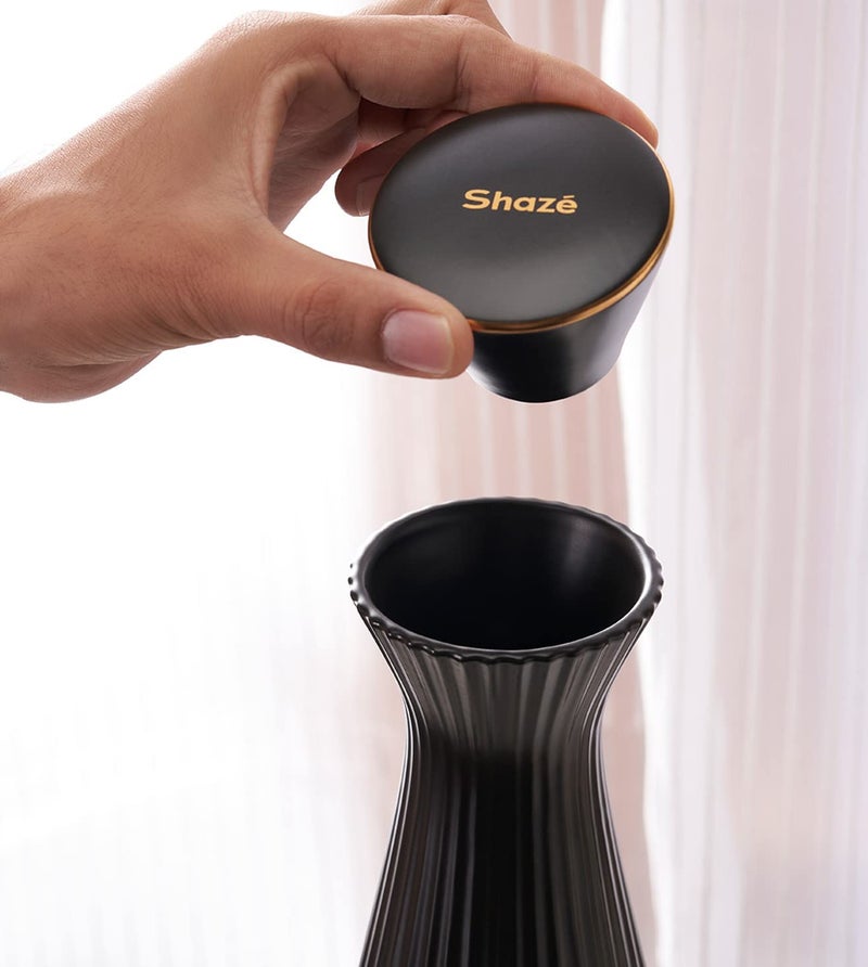 Shaze Shaze Lavo Water Carafe Stoneware Container with Pair of Glass Serveware Color Black  - Image 3