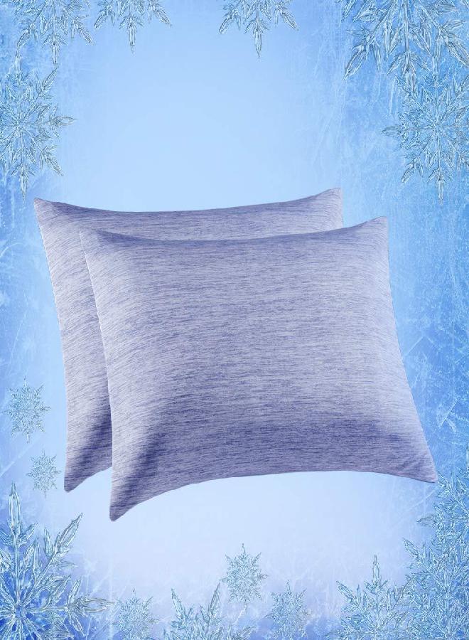 Elegear Elegear Cooling Pillow Cases for Hot Sleepers, Japanese Q-Max 0.45 Cooling Pillowcases, Both Sides[Cooling/Cotton], Breathable Soft Pillowcase for Hair and Skin, Set of 2-Blue (Standard (20" x 26"))  - Image 3