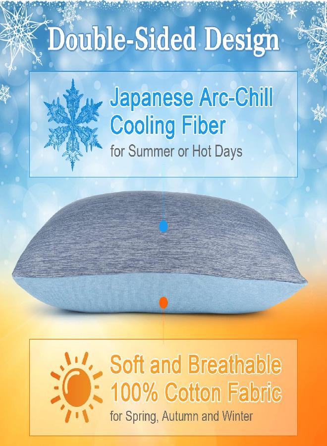Elegear Elegear Cooling Pillow Cases for Hot Sleepers, Japanese Q-Max 0.45 Cooling Pillowcases, Both Sides[Cooling/Cotton], Breathable Soft Pillowcase for Hair and Skin, Set of 2-Blue (Standard (20" x 26"))  - Image 2