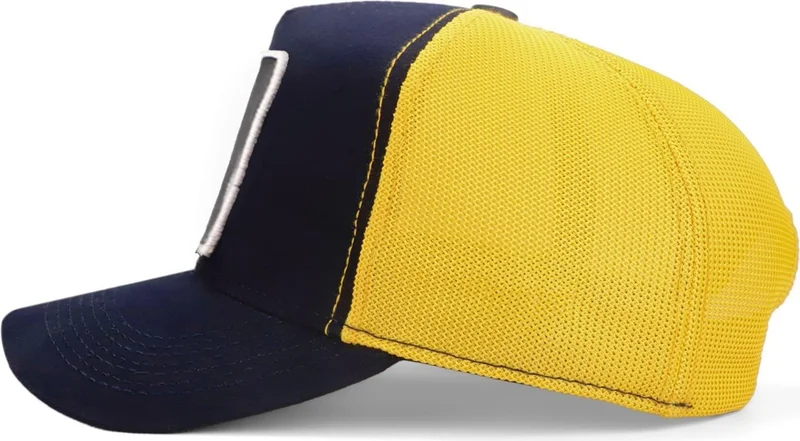 Black Börk Blackbörk V1 Trucker Boss - Dark Navy Blue-Yellow Hat (Cap) with 4 Code Logo