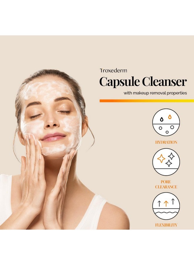 Troxederm Capsule Cleanser Daily Facial Gel Cleanser With Collagen Troxerutin Niacinamide Peptides Removes Makeup Exfoliates Impurities For All Skin Types 6.76 Fl. Oz - Image 2