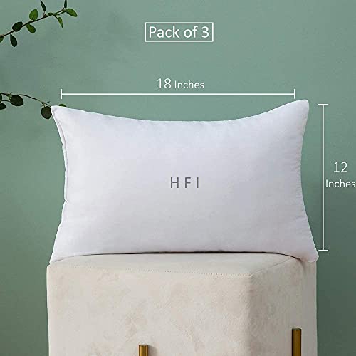 HFI UrbanArts Premium Polyester Fiber Cushion Fillers - Pack of 3 Pcs | 12 x 18 Inches | White | Cushions, Sofa Pillow, Cushion for Sofa, Cushion for Bed, Decorative Pillow, Pillow for Support - Image 2