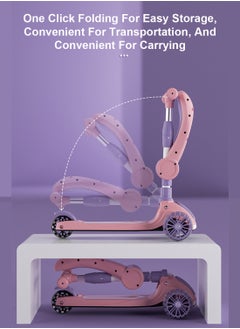 MaBaby 3 in 1 Kick Scooter for Kids with Flashing Wheel, Adjustable Height and Removable Seat, Foldable Scooter Outdoor Activities For Boys Girls  - Image 5