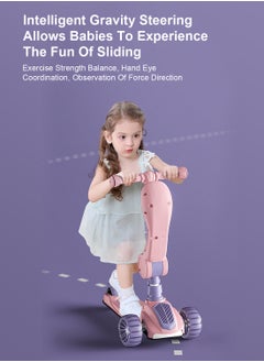 MaBaby 3 in 1 Kick Scooter for Kids with Flashing Wheel, Adjustable Height and Removable Seat, Foldable Scooter Outdoor Activities For Boys Girls  - Image 3
