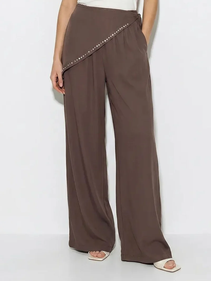 Bianco Lucci LUCCI Wide Leg Pull-On Trousers