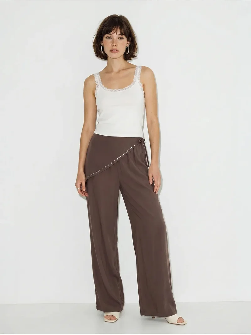 Bianco Lucci LUCCI Wide Leg Pull-On Trousers