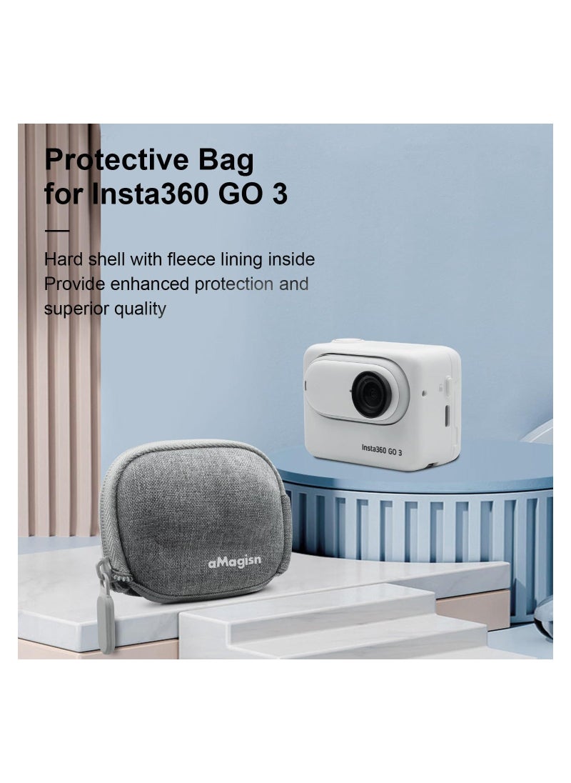 Y&D - Small Carrying Case for Insta360 GO 3, Camera Accessories Kit Hard Protective Bag, Travel Bag Half Open Zipper Connectable to Selfie Stick Tripod, 3 Action - Image 1