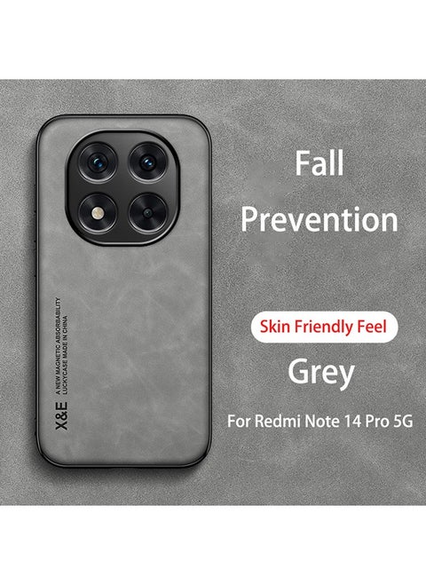 Case for Xiaomi Redmi Note 14 Pro 5G/ Xiaomi POCO X7 5G, Shockproof Case, Anti-Fall Drop Protection, PU+TPU+PC High Quality Materials, Cover Bumper Built-in Metal Plate for Xiaomi Redmi Note 14 Pro 5G/ Xiaomi POCO X7 5G (Grey)