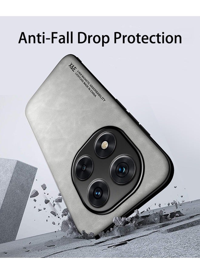 Case for Xiaomi Redmi Note 14 Pro 5G/ Xiaomi POCO X7 5G, Shockproof Case, Anti-Fall Drop Protection, PU+TPU+PC High Quality Materials, Cover Bumper Built-in Metal Plate for Xiaomi Redmi Note 14 Pro 5G/ Xiaomi POCO X7 5G (Grey) - Image 3
