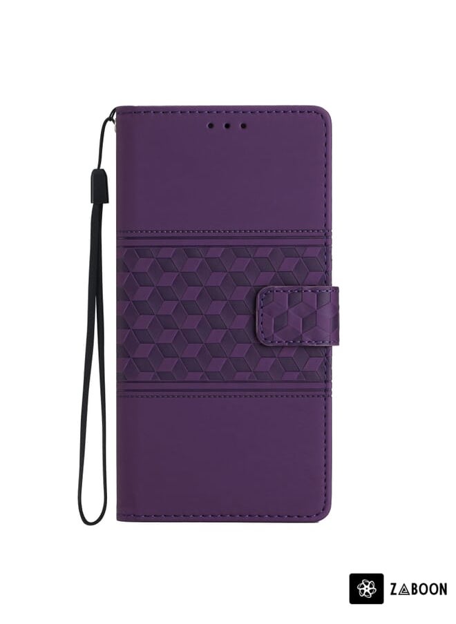 Green Tiger - For Huawei P40 Lite Diamond Embossed Skin Feel Leather Phone Case with Lanyard(Purple) - Image 1