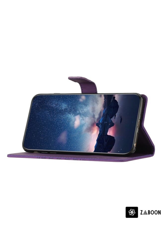 Green Tiger - For Huawei P40 Lite Diamond Embossed Skin Feel Leather Phone Case with Lanyard(Purple) - Image 1