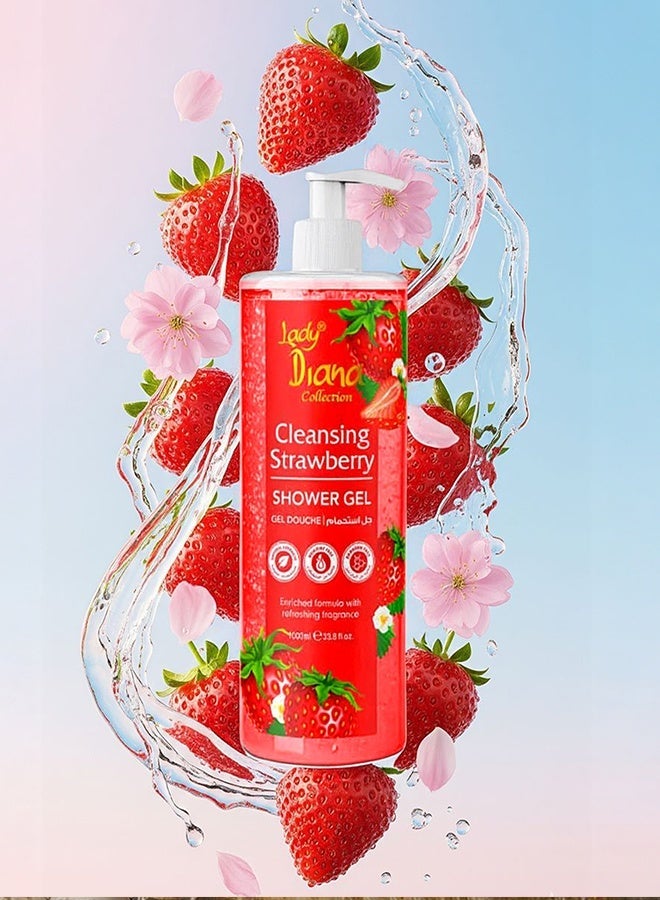 Lady Diana Strawberry Shower Gel 1000ml – Refreshing Foaming Body Wash for Men & Women | Sweet Strawberry Extract Formula for Deep Clean, Soft Skin & Long-Lasting Freshness - Image 3