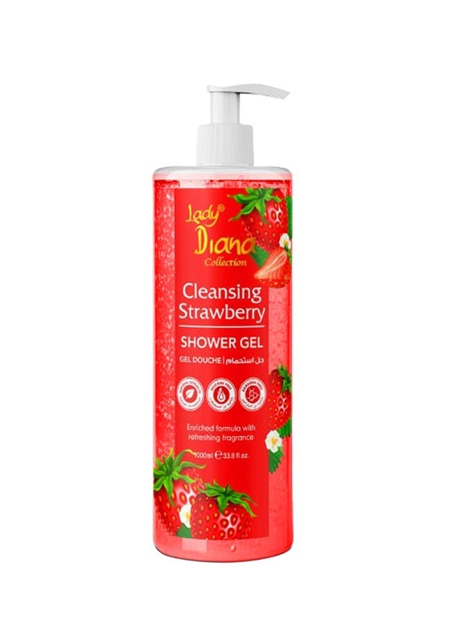 Lady Diana Strawberry Shower Gel 1000ml – Refreshing Foaming Body Wash for Men & Women | Sweet Strawberry Extract Formula for Deep Clean, Soft Skin & Long-Lasting Freshness - Image 1
