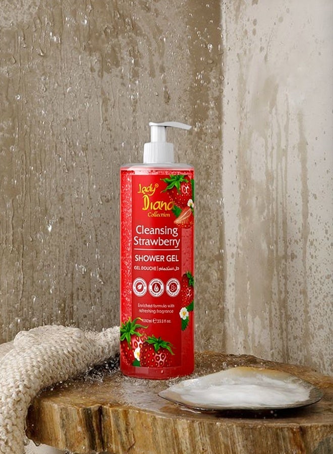 Lady Diana Strawberry Shower Gel 1000ml – Refreshing Foaming Body Wash for Men & Women | Sweet Strawberry Extract Formula for Deep Clean, Soft Skin & Long-Lasting Freshness - Image 4