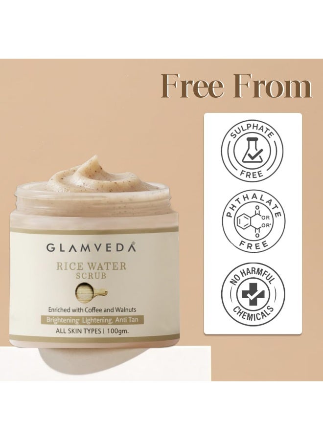 Glamveda Rice Water Brightening Face Scrub For Women (100gm Pack Of 2)| For Lightens Skin | Reduces Pigmentation & Tanning | Paraben Free - Image 3