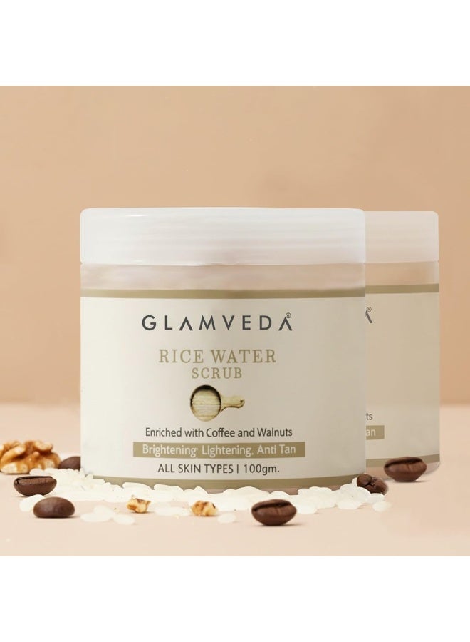 Glamveda Rice Water Brightening Face Scrub For Women (100gm Pack Of 2)| For Lightens Skin | Reduces Pigmentation & Tanning | Paraben Free - Image 1