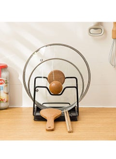 Generic Pot Pan Lids Holder Cutting Board Rack Chopping Board Organizer Stand Spoon Rest w Drip Tray Kitchen Countertop Black  - Image 3