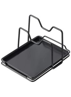 Generic Pot Pan Lids Holder Cutting Board Rack Chopping Board Organizer Stand Spoon Rest w Drip Tray Kitchen Countertop Black  - Image 2