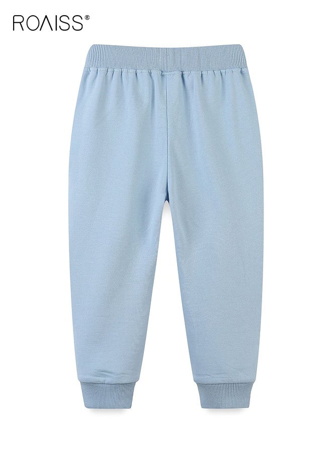 رويس بنطال رياضي للفتيات الصغيرات، بنطال رياضي مريح بنقوش زهرية وجيبين جانبيين، بنطال طويل برباط وساقين مطويتين، مناسب للارتداء اليومي أو أي مناسبة - Image 2