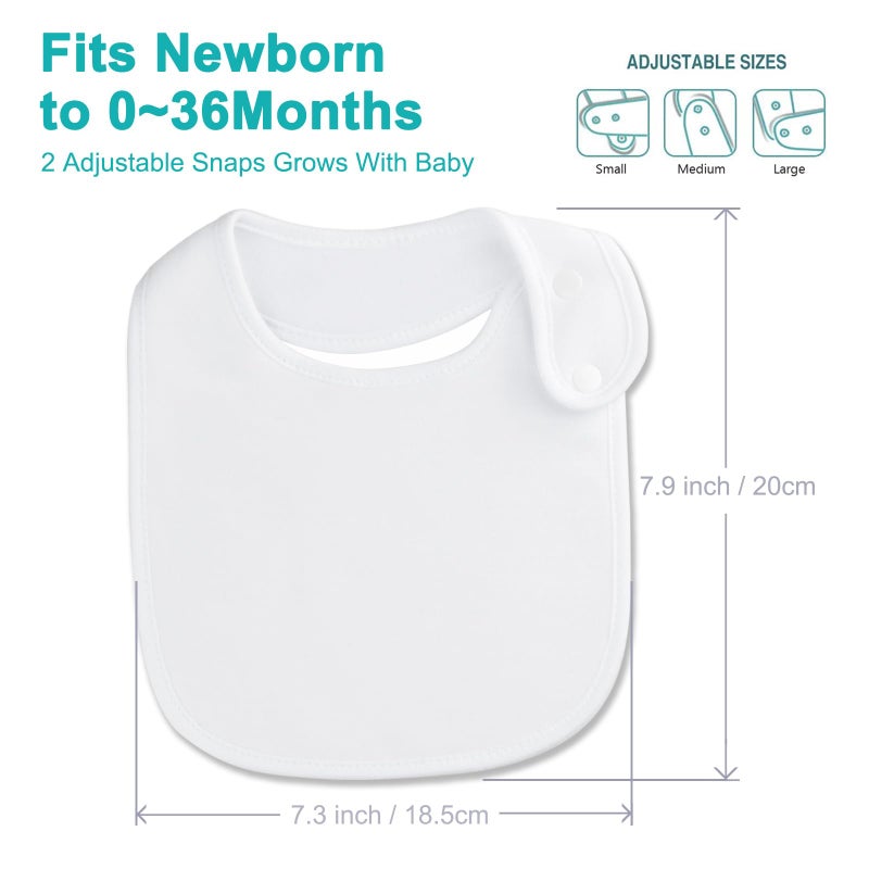 Benoxine Baby Bibs Soft and Absorbent Organic Cotton Bandana Bibs Set for Boys Girls Newborn Unisex Plain Color 3-36 Months,White, 12 Pcs - Image 3