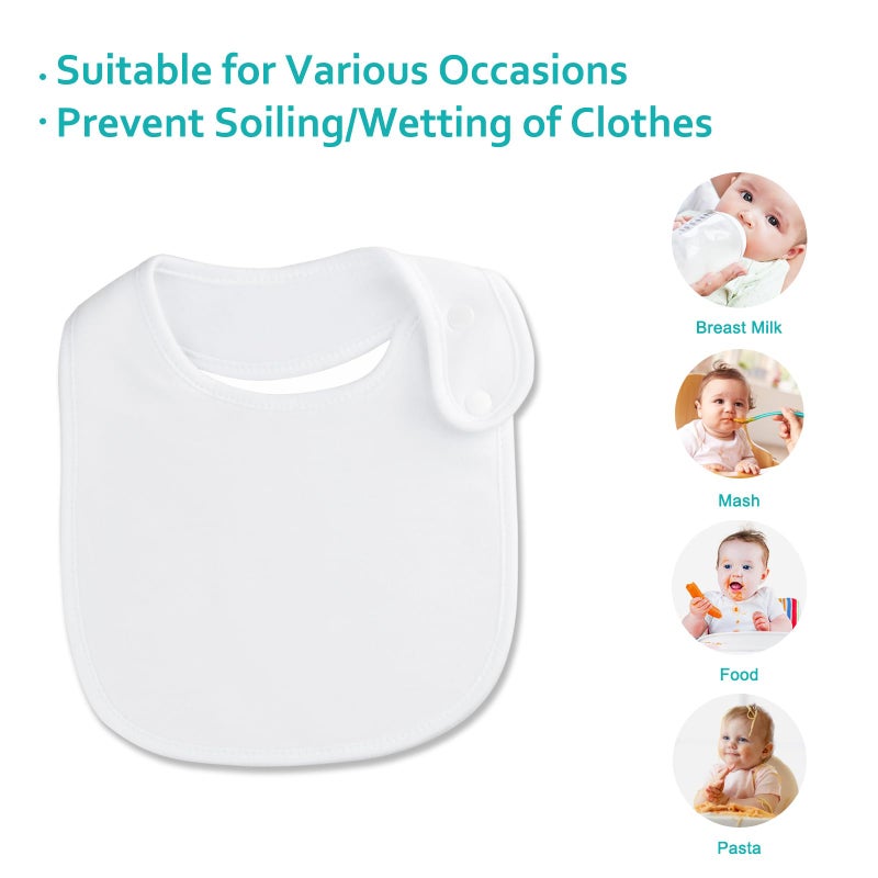 Benoxine Baby Bibs Soft and Absorbent Organic Cotton Bandana Bibs Set for Boys Girls Newborn Unisex Plain Color 3-36 Months,White, 12 Pcs - Image 2