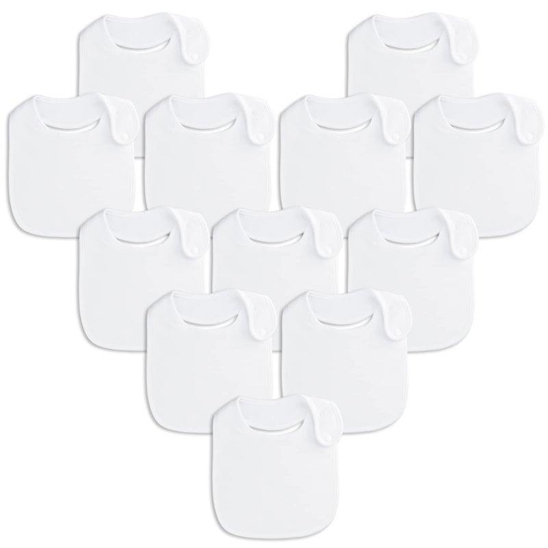 Benoxine Baby Bibs Soft and Absorbent Organic Cotton Bandana Bibs Set for Boys Girls Newborn Unisex Plain Color 3-36 Months,White, 12 Pcs - Image 1